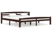 Bed Frame Dark Brown Solid Pinewood 180x200 cm
