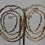Gold Organic Abstract Concentric Oval Textured Hoop Earrings Image 6