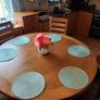 Large round oak table with 4 chairs Image 2