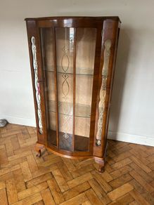 China Cabinet, slimline with bowed door