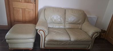 3 and 2 Leather Suite + Footstool