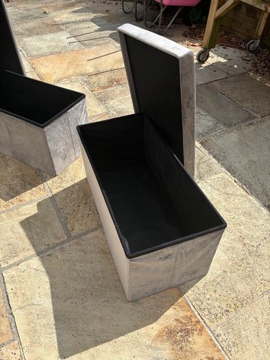 Folding Velvet Ottoman Storage Bench