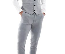 Asos 2 Piece Slim Fit Grey Suit Waist 30 Leg 30 Chest 44