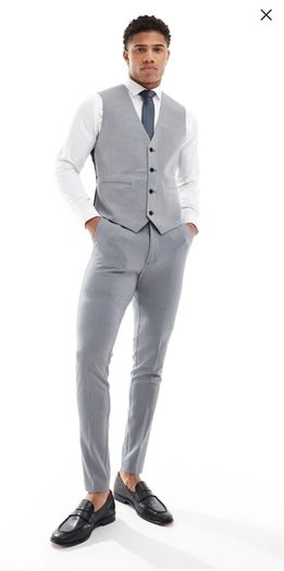 Asos 2 Piece Slim Fit Grey Suit Waist 30 Leg 30 Chest 44