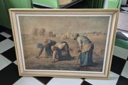 Large Retro Vintage Mid Century large original framed Print on board  of The Gleaners by Jean-Francois Millet