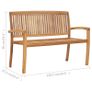 2-Seater Stacking Garden Bench 128.5 cm Solid Teak Wood Image 6
