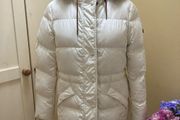 Coach Padded Coat ( cream ) with hood and fur trim ( which can be removed) Size S