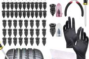 75Pcs Tyre Repair Kit Rubber Nails, Car Puncture Repair Kit with Screwdriver, Fast Self-Service Tire Rubber Nails Tool, Tyre Repair Screw for Auto Motorcycles Bicycles (25S +25M +25L)