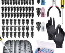 75Pcs Tyre Repair Kit Rubber Nails, Car Puncture Repair Kit with Screwdriver, Fast Self-Service Tire Rubber Nails Tool, Tyre Repair Screw for Auto Motorcycles Bicycles (25S +25M +25L)