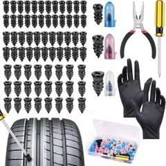 75Pcs Tyre Repair Kit Rubber Nails, Car Puncture Repair Kit with Screwdriver, Fast Self-Service Tire Rubber Nails Tool, Tyre Repair Screw for Auto Motorcycles Bicycles (25S +25M +25L)