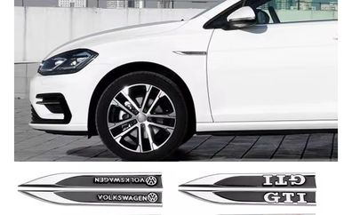 2PCS GTI Metal Alloy Car Body Side Wing Fender Decoration Stickers For Volkswagen VW R Line R32 Touareg Passat Polo 4 Motion MTM