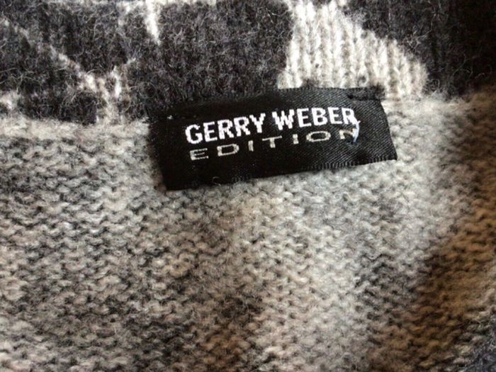 Gerry Weber Ladies Black Grey floral knit wool blend cardigan size 14