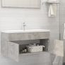 Sink Cabinet with Built-in Basin Concrete Grey Chipboard Image 3