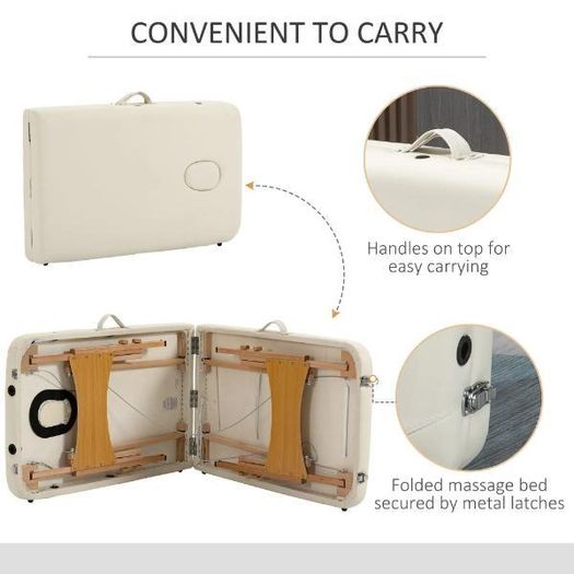 Portable Massage Table Folding Spa Beauty Therapy Bed Cream