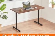 Office Computer Desk, Walnut Desktop and Black Frame, Rectangular, Simple Assembly, 120 x 60 x 73.6 cm