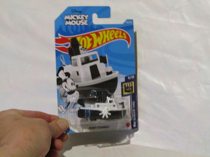 Hot Wheels Mickey Mouse Disney Steamboat Willie Black & White Diecast Car Long Card  Brand New Sealed