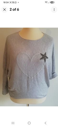 Carla Giannini Light Grey Angora Wool Jumper Heart Star One Size NWT  CAN POST