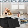Storage Box, Small Storage Stool with Side Pocket, Folable Foot Stool for living Room & Bedroom, 40 x 30 x 30 cm, Load up to 100 kg, Black Image 3