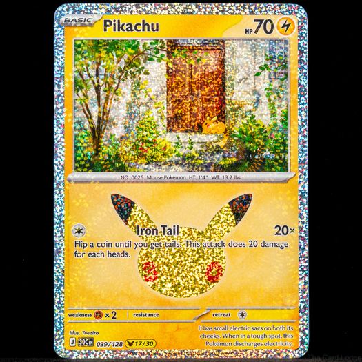 Pikachu 039/128 Holo Rare 17/30 30th Celebration Anniversary Pokemon Card