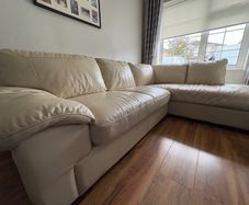 Cream leather left hand corner Sofa