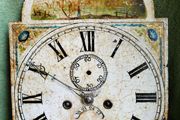 Antique Hand Painted Enamel Clock Face- Victorian Salvaged Grandfather Clock ( complete, looks like it's working)