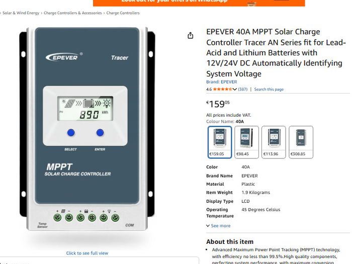 EPEVER 40A MPPT Solar Charge Controller