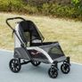 Foldable Pet Stroller for Large Dogs with 4 Big Wheels, Shock-Absorbing Frame, Safety Leashes, Brakes, Dark Grey Image 8