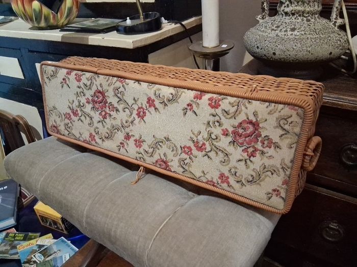 Wicker and Needlepoint Sewing basket