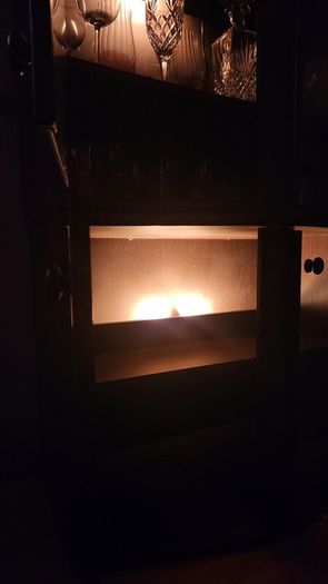 Glass Cabinet with lights, comes in two halves for easy transport