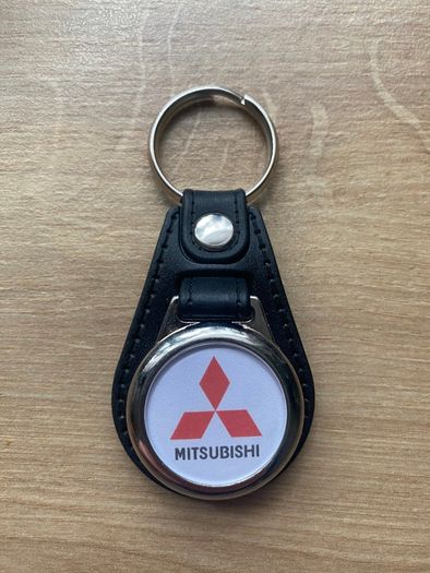 Brand new synthetic leather Mitsubishi keyring with shopping trolley token/coin