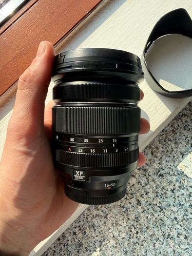 Fujifilm 16-80mm f/4 R OIS WR lens for Fuji X-mount cameras.