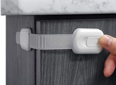 Child Safety Strap Locks for Cupboards, Fridge, Cabinets, Drawers, Dishwasher, Toilet, 3M Adhesive No Drilling (4 Pack)