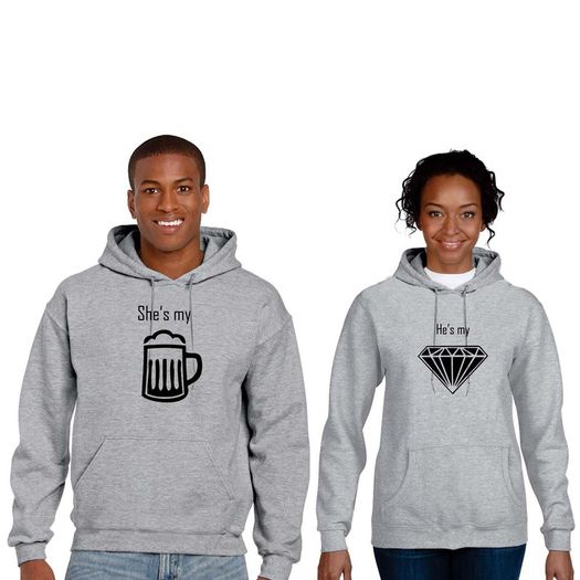 Beer And Diamond Couple Hoodies Great For Valentines Day