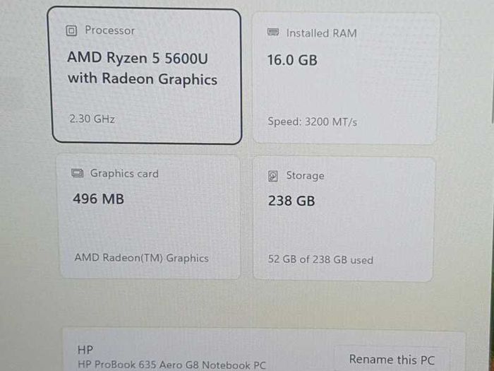 Hp Probook 635 Aero G8 - Ryzen 5 5600u | 16gb Ram | 256gb Nvme