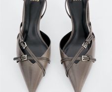 Mango kitten heels sling backs with buckle detail size 5
