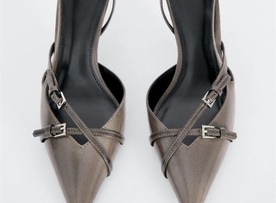 Mango kitten heels sling backs with buckle detail size 5