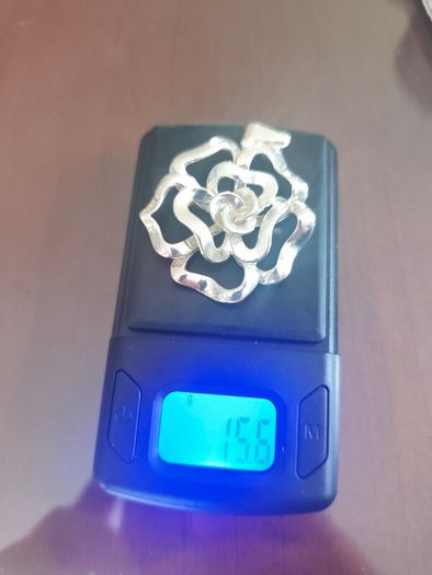 Sterling silver large rose pendant