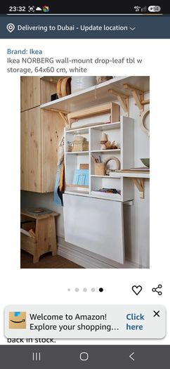 IKEA NORBERG Wall-Mount Drop-leaf table or desk with storage