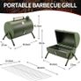 Camping Portable BBQ Barbecue Grill Outdoor Compact Smoker Portable Oil Drum Barbecue,Ideal for Camping, Festivals & Picnics, Tabletop Grill Green Image 5