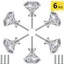 6 PCS Cabinet Knobs with 2 Sizes Screws, 30mm Drawer Handles Crystal Glass Diamond Shaped cupboards Door Knobs for Dresser Drawers and Kitchen, Bathroom Cabinet, Office (FREE POSTAGE) Image 2