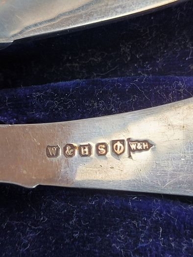 Antique Victorian Walker & Hall Grape Scissors - Sheffield Plated - Cased 1893