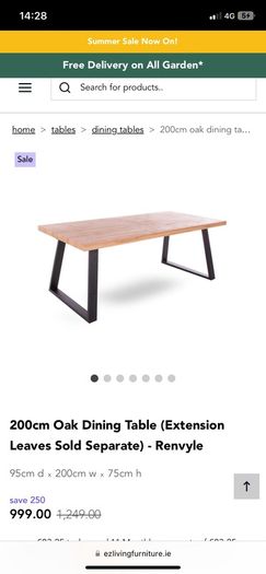 Solid Oak Dining Table- brand new
