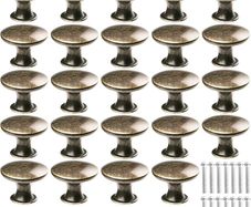 24 Pcs Cabinet Door Knobs Bronze Drawer Knobs with Screws Round Cupboard Handles Mushroom Shape Knobs Vintage Pull Handles for Kitchen Furniture Dresser Wardrobe Diameter 30mm