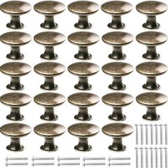 24 Pcs Cabinet Door Knobs Bronze Drawer Knobs with Screws Round Cupboard Handles Mushroom Shape Knobs Vintage Pull Handles for Kitchen Furniture Dresser Wardrobe Diameter 30mm