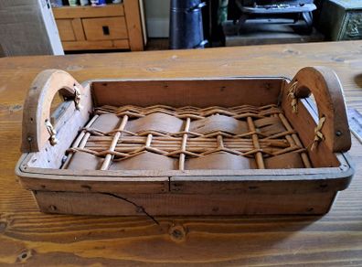 Rustic Handmade Wooden Basket Tray