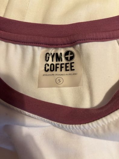 Gym and Coffee White and Purple T Shirt - Size S