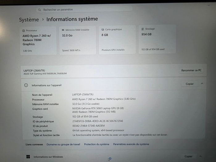 Asus Tuf Gaming A18 Fa808um | Rtx 5060 8gb | Ryzen 7 260 | 32gb Ddr5 | 1tb Nvme | 18" Fhd+ 144hz | Warranty Until Aug 2028