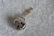 Pandora Disney Mickey Mouse&amp;Minnie Mouse padlock heart charm with a cute dangling key 14k gold plated perfect condition