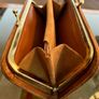 Vintage Long Brown Suede Leather Kiss Lock Coin Purse or Small Clutch Wallet Image 3