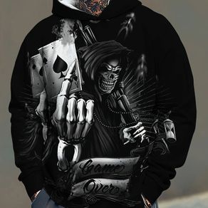Skull HD Print 3D Design Mens Hoodie